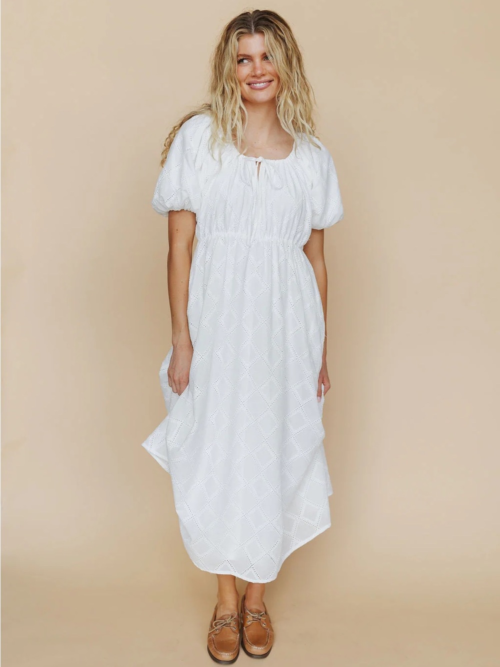 Henly White Eyelet Midi Dress